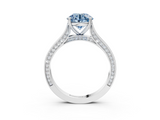 White gold Fancy Blue Round  Diamond Solitaire with Pave Band and Six-Prong Setting_23