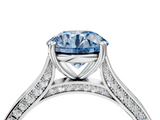 White gold Fancy Blue Round  Diamond Solitaire with Pave Band and Six-Prong Setting_24
