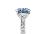 White gold Fancy Blue Round  Diamond Solitaire with Pave Band and Six-Prong Setting_25