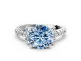 White gold Fancy Blue Round  Diamond Three-Stone Pave Band with Four-Prong Setting_20