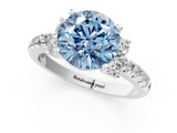 White gold Fancy Blue Round  Diamond Three-Stone Pave Band with Four-Prong Setting_21