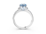 White gold Fancy Blue Round  Diamond Three-Stone Pave Band with Four-Prong Setting_23