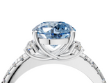 White gold Fancy Blue Round  Diamond Three-Stone Pave Band with Four-Prong Setting_24