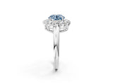 White gold Fancy Blue Round  Halo Cluster Diamond Engagement Ring with Prong Setting and Polished Band_22