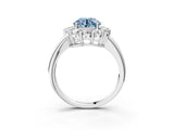 White gold Fancy Blue Round  Halo Cluster Diamond Engagement Ring with Prong Setting and Polished Band_24
