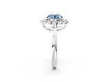 White gold Fancy Blue Round  Halo Cluster Diamond Engagement Ring with Solitaire Band and Prong Setting_51