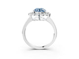 White gold Fancy Blue Round  Halo Cluster Diamond Engagement Ring with Solitaire Band and Prong Setting_52