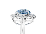 White gold Fancy Blue Round  Halo Cluster Diamond Engagement Ring with Solitaire Band and Prong Setting_54
