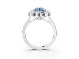 White gold Fancy Blue Round  Halo Diamond Cluster Engagement Ring with Milgrain Bezel Setting and Solitaire Band_90
