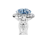 White gold Fancy Blue Round  Halo Diamond Engagement Ring with Filigree Band and Four-Prong Setting_140