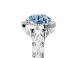 White gold Fancy Blue Round  Halo Diamond Engagement Ring with Intricate Filigree Band and Four-Prong Setting_41