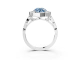 White gold Fancy Blue Round  Halo Diamond Engagement Ring with Milgrain Band and Four-Prong Setting_68