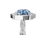White gold Fancy Blue Round  Halo Diamond Engagement Ring with Milgrain Band and Four-Prong Setting_70