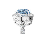 White gold Fancy Blue Round  Halo Diamond Engagement Ring with Pavé Band and Four-Prong Setting_116