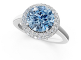 White gold Fancy Blue Round  Halo Diamond Engagement Ring with Solitaire Band and Four-Prong Setting_21