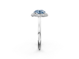 White gold Fancy Blue Round  Halo Diamond Engagement Ring with Solitaire Band and Four-Prong Setting_22