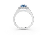 White gold Fancy Blue Round  Halo Diamond Engagement Ring with Solitaire Band and Four-Prong Setting_23