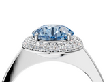 White gold Fancy Blue Round  Halo Diamond Engagement Ring with Solitaire Band and Four-Prong Setting_24