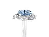 White gold Fancy Blue Round  Halo Diamond Engagement Ring with Solitaire Band and Four-Prong Setting_25