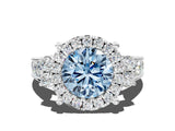 White gold Fancy Blue Round  Halo Diamond Engagement Ring with Split Shank and Four-Prong Setting_55
