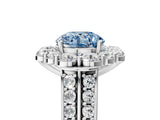 White gold Fancy Blue Round  Halo Diamond Engagement Ring with Split Shank and Prong Setting_123