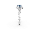 White gold Fancy Blue Round  Halo Diamond Engagement Ring with Vintage-Inspired Band and Four-Prong Setting_5