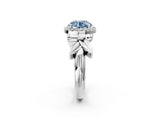 White gold Fancy Blue Round  Halo Diamond Floral Band with Four-Prong Setting_57