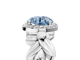 White gold Fancy Blue Round  Halo Diamond Floral Band with Four-Prong Setting_60