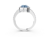 White gold Fancy Blue Round  Halo Diamond Pavé Band Ring with Prong Setting_23