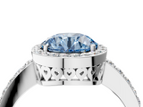 White gold Fancy Blue Round  Halo Diamond Pavé Band Ring with Prong Setting_24