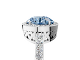White gold Fancy Blue Round  Halo Diamond Pavé Band Ring with Prong Setting_25