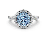 White gold Fancy Blue Round  Halo Diamond Pavé Solitaire Ring_57