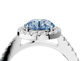 White gold Fancy Blue Round  Halo Diamond Pavé Solitaire Ring_61