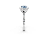 White gold Fancy Blue Round  Halo Diamond Pave Band Ring with Four-Prong Setting_17