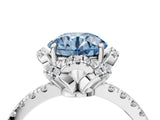 White gold Fancy Blue Round  Halo Diamond Pave Band Ring with Four-Prong Setting_19