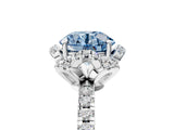 White gold Fancy Blue Round  Halo Diamond Pave Band Ring with Four-Prong Setting_20
