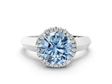 White gold Fancy Blue Round  Halo Diamond Ring with Cathedral Band and Four-Prong Setting_73