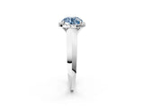 White gold Fancy Blue Round  Halo Diamond Ring with Cathedral Band and Four-Prong Setting_75