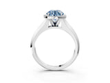 White gold Fancy Blue Round  Halo Diamond Ring with Cathedral Band and Four-Prong Setting_76