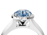 White gold Fancy Blue Round  Halo Diamond Ring with Cathedral Band and Four-Prong Setting_77