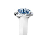 White gold Fancy Blue Round  Halo Diamond Ring with Cathedral Band and Four-Prong Setting_78