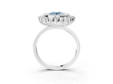 White gold Fancy Blue Round  Halo Diamond Ring with Milgrain Edge and Round Prong Setting_41