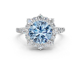 White gold Fancy Blue Round  Halo Diamond Ring with Pavé Band and Prong Setting_37