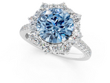 White gold Fancy Blue Round  Halo Diamond Ring with Pavé Band and Prong Setting_38