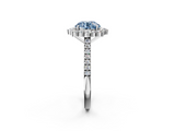 White gold Fancy Blue Round  Halo Diamond Ring with Pavé Band and Prong Setting_39
