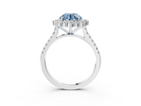 White gold Fancy Blue Round  Halo Diamond Ring with Pavé Band and Prong Setting_40