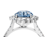 White gold Fancy Blue Round  Halo Diamond Ring with Pavé Band and Prong Setting_41