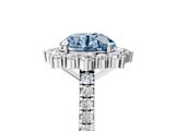 White gold Fancy Blue Round  Halo Diamond Ring with Pavé Band and Prong Setting_42