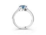 White gold Fancy Blue Round  Halo Diamond Ring with Round Cluster Setting, Solitaire Band, and Four-Prong Setting_52