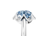White gold Fancy Blue Round  Halo Diamond Ring with Round Cluster Setting, Solitaire Band, and Four-Prong Setting_54